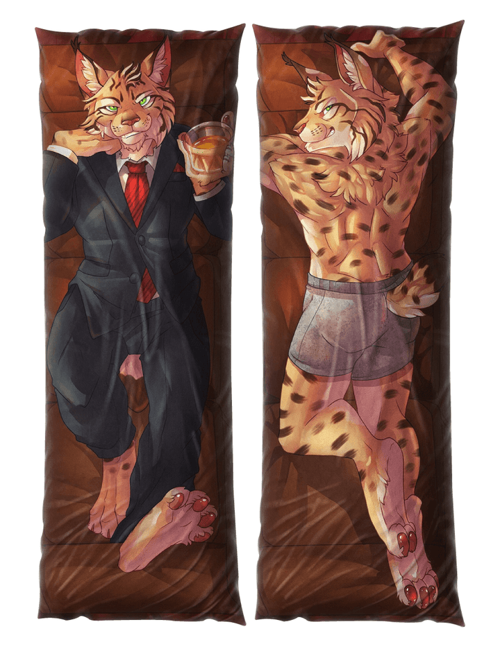 Daki Clawson Ruggiero - Art by Ram the Dragon - the male Lynx suit wearing crime Boss Dakimakura Furry Body Pillow Cover
