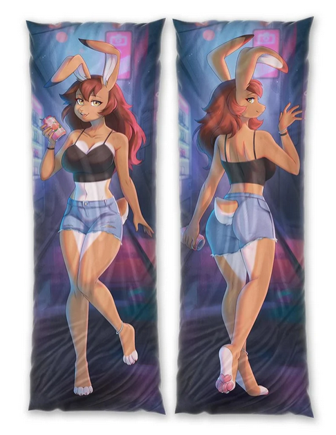daki Jessie - Art by fensu - the brown and white Bunny girl Dakimakura Furry in Bunny suit, street wear, Nude NSFW 18+, daki