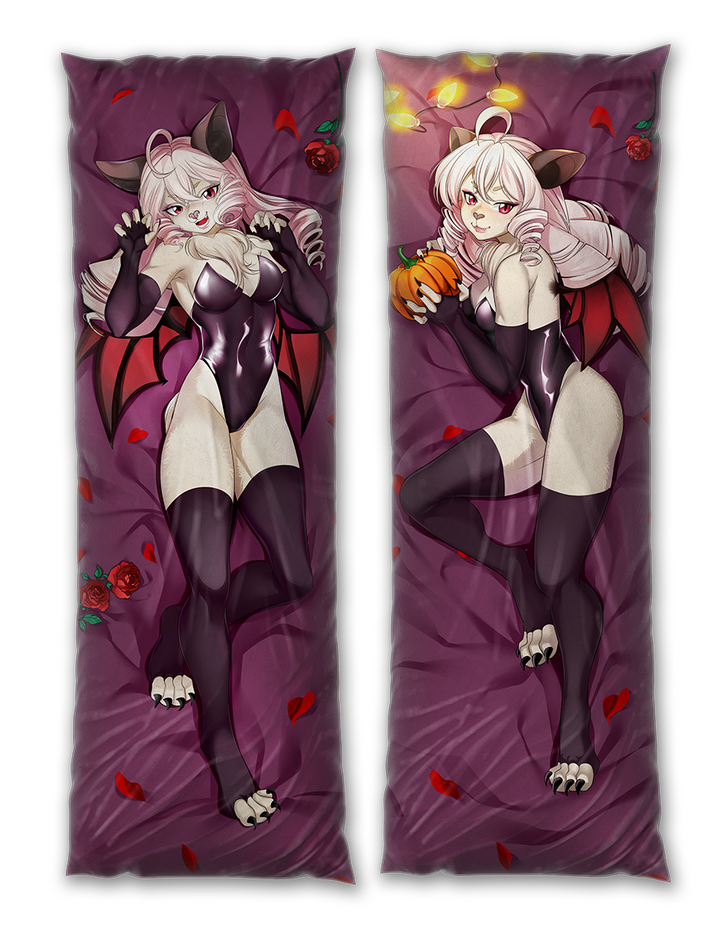 Daki Cosmi - Art by Taneysha - the white red winged Bat girl Furry Body Pillow Cover
