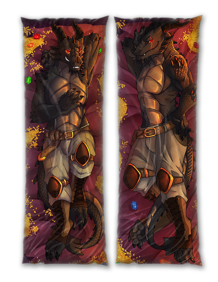 Xaryax The Black Male Dragon Body Pillow (Dakimakura) by Ram the Dragon