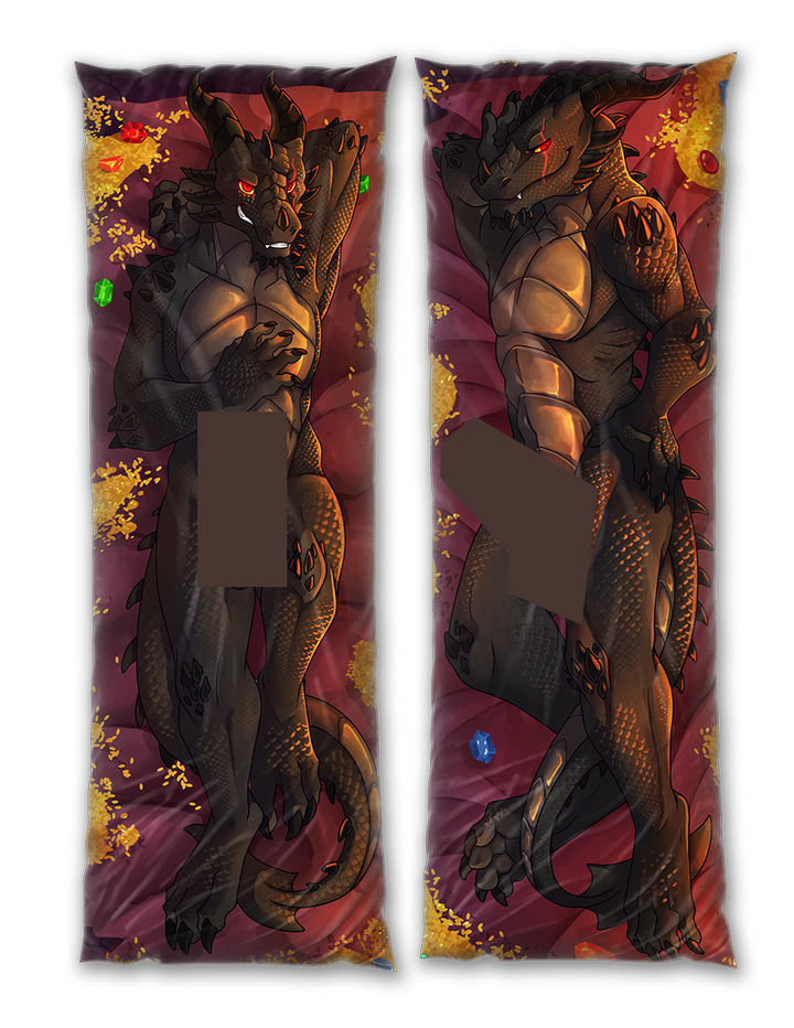 Xaryax The Black Male Dragon Body Pillow (Dakimakura) by Ram the Dragon