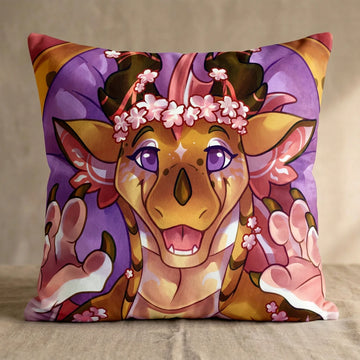 Celestia the Dragon Female Head Pillow Cover front square pillow mockup