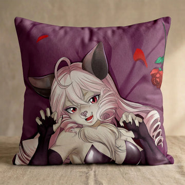 Cosmi the Bat Female Head Pillow Cover front square pillow mockup