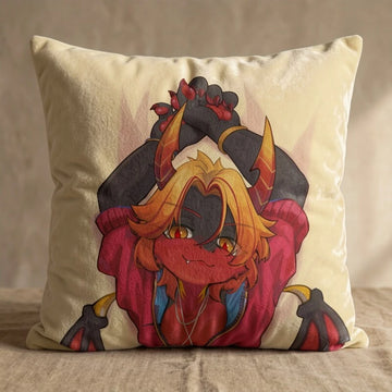 Ember the Flame Dragon Female Head Pillow Cover front square pillow mockup