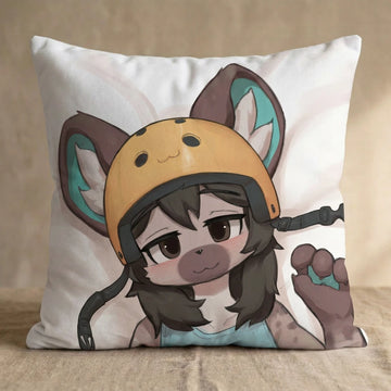 Finn the Hyena Male Head Pillow Cover front square pillow mockup