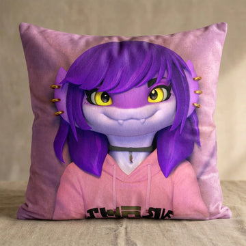 Hailina the Shark Female Head Pillow Cover front square pillow mockup