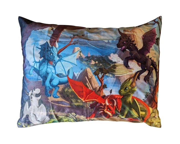Dragons - Art by DiscordtheGE - Print US Standard Furry Head Pillow Cover for Bed, Dragon Case, Fantasy Home Decor, Aesthetic Bedding