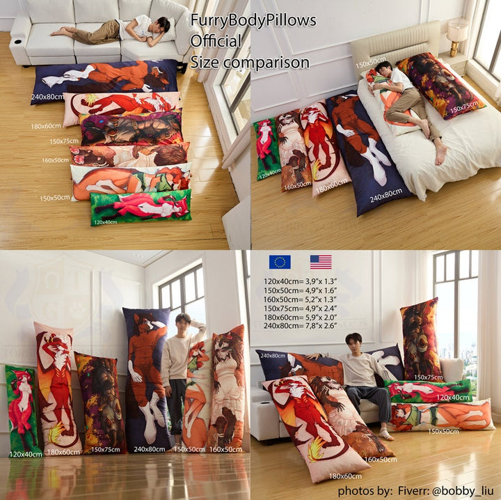 Dragi The Company's Cute Fluffy Dragon Boy Mascot Body Pillow (Dakimakura) by Yulia Gruzdeva