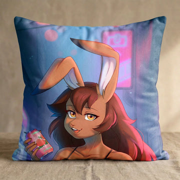 Jessie the Bunny Female Head Pillow Cover front square pillow mockup
