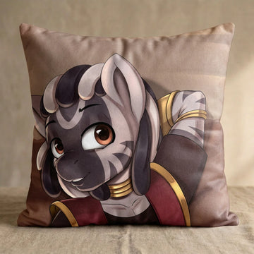 Kizya the Zebra Male Head Pillow Cover front square pillow mockup