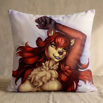 Leila the Bear Female Head Pillow Cover front square pillow mockup