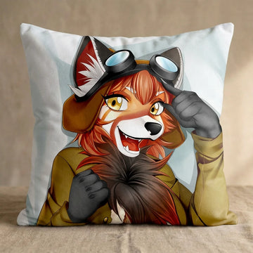 Red Panda by Yulia Gruzdeva Head Pillow Cover front square pillow mockup