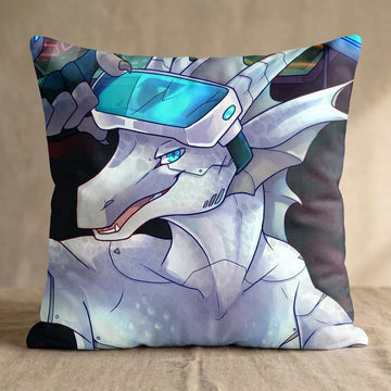 Vinito the Dragon Male Head Pillow Cover front square pillow mockup