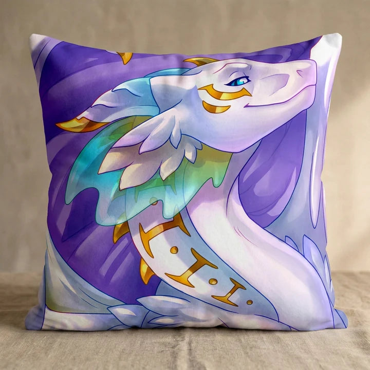 Angel the Dragon Female Head Pillow Cover square pillow mockup