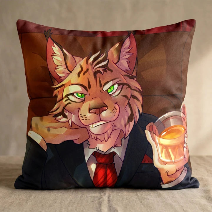 Clawson the Lynx Male Head Pillow Cover square pillow mockup