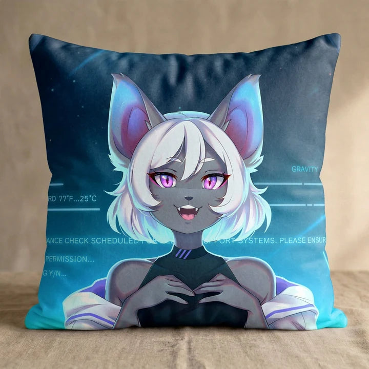 echodito the Bat Female Head Pillow Cover square pillow mockup