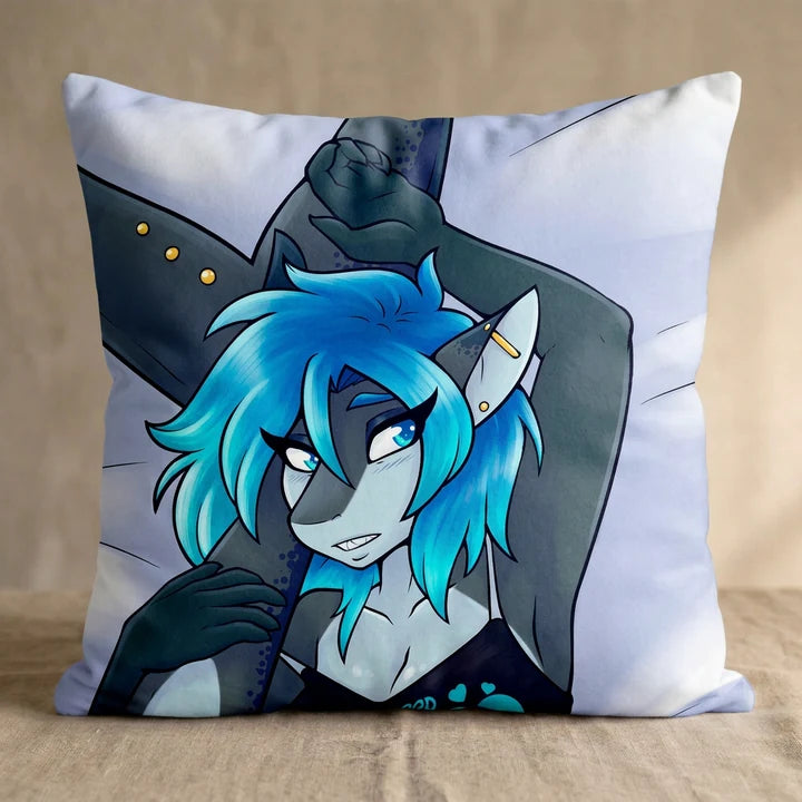 Erika the Shark Female Head Pillow Cover square pillow mockup