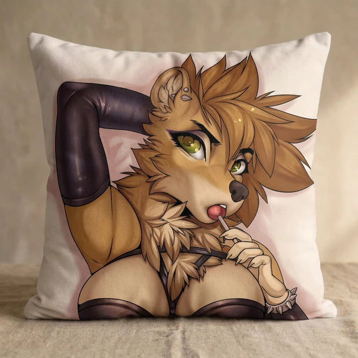 Maxine the Wolf Female Head Pillow Cover square pillow mockup