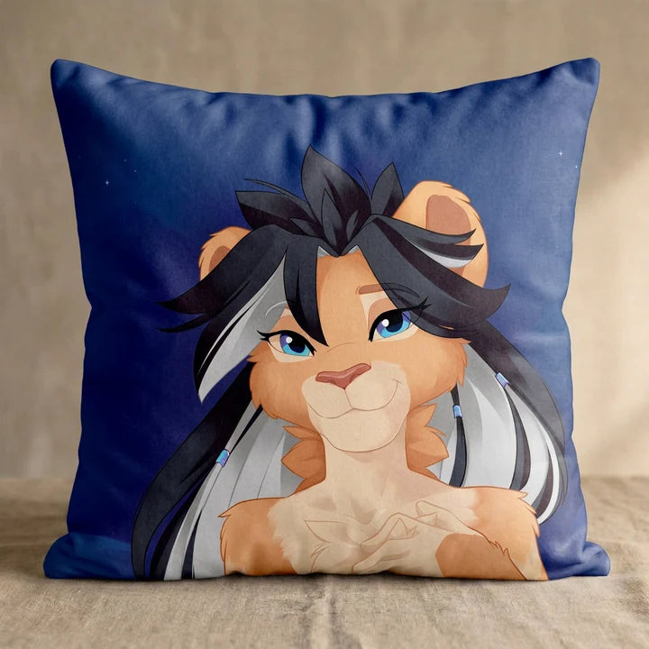 Orice the Lion Female Head Pillow Cover square pillow mockup