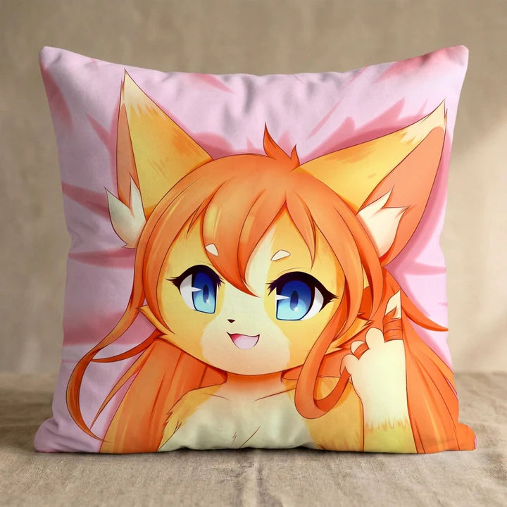 Sinthia the Cat Female Head Pillow Cover square pillow mockup