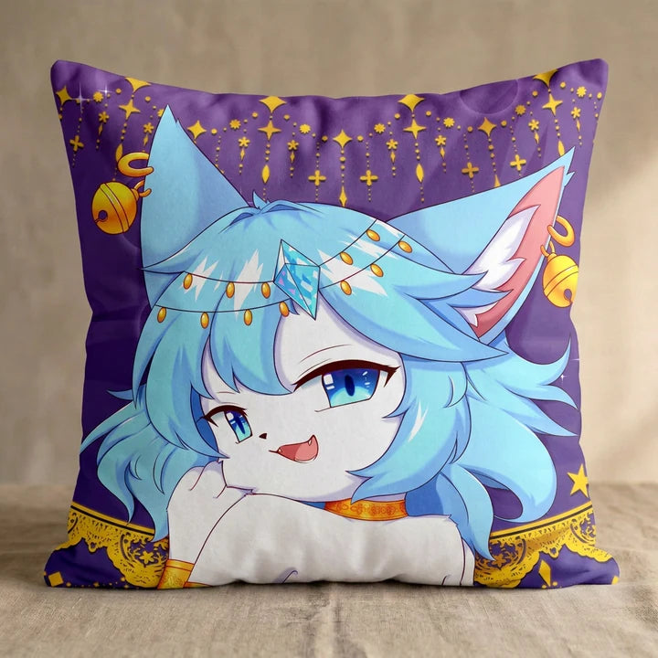 Soraya the Cat Female Head Pillow Cover square pillow mockup
