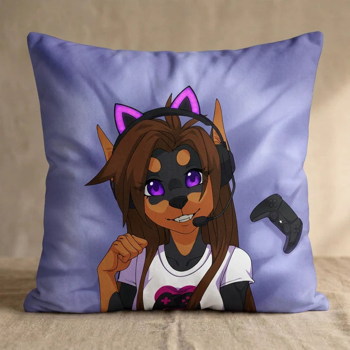 Sythe the Dog Female Head Pillow Cover square pillow mockup