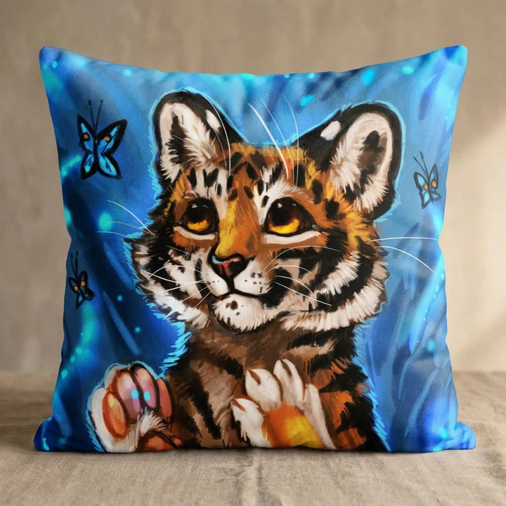 Theoti the Tiger Male Head Pillow Cover square pillow mockup