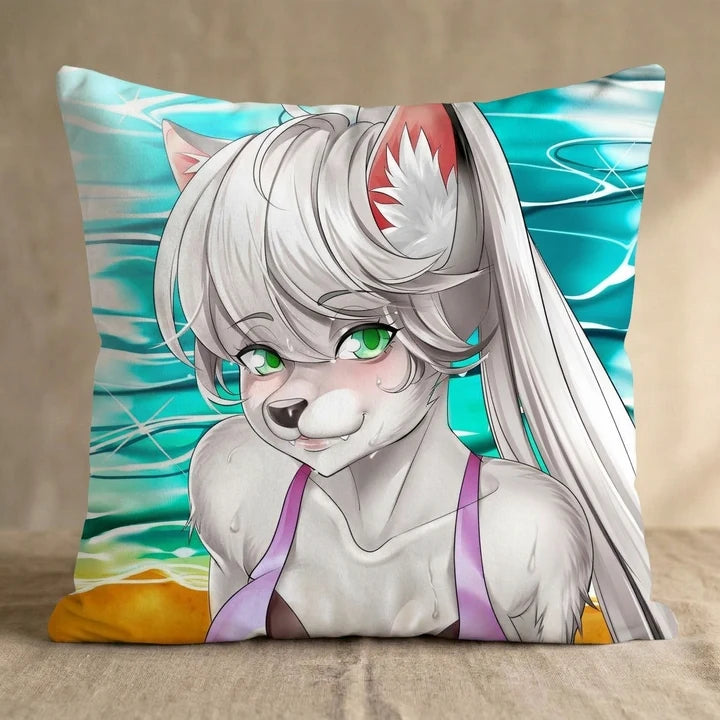 Victoria the Fox Female Head Pillow Cover square pillow mockup