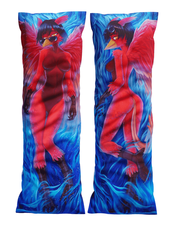Daki Fenyx - Art by Soapaint- the Phynix Dakimakura rockstar blue flames music Furry Body Pillow Cover