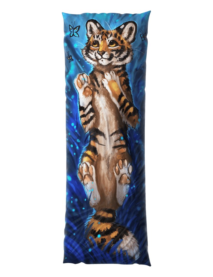 Daki - Art by Flash_lioness - Theoti the Orage and black Tiger cub feral Dakimakura hugging cuddling soft feel Furry Body Pillow Cover