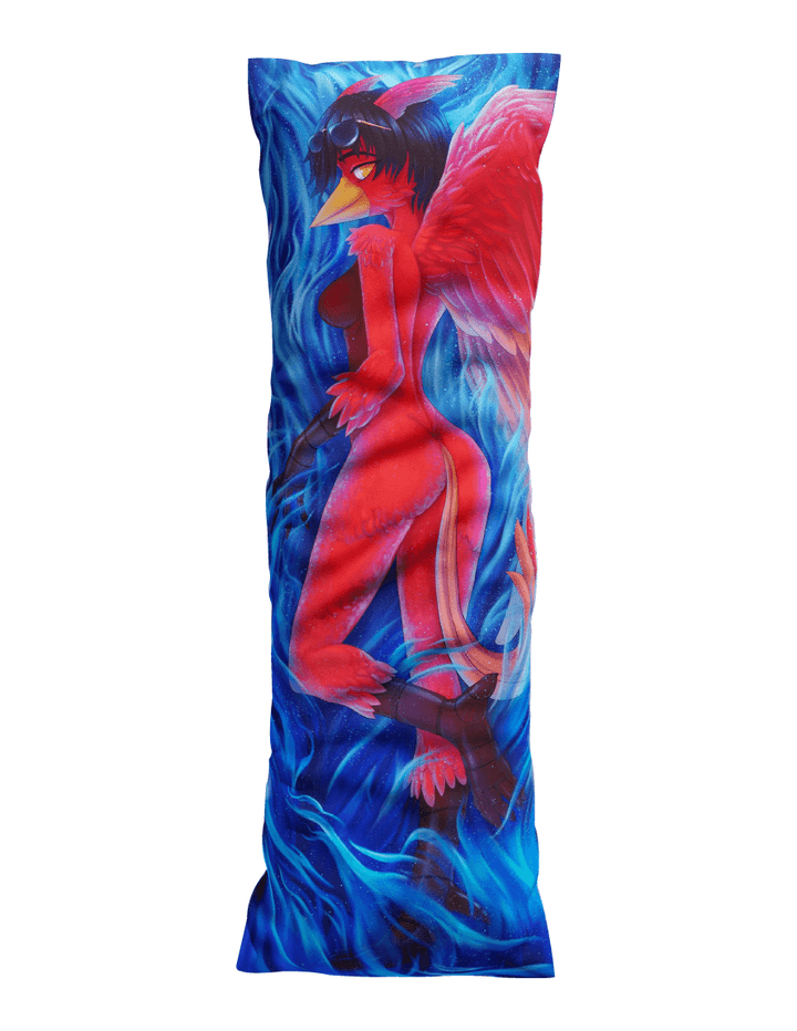 Daki Fenyx - Art by Soapaint- the Phynix Dakimakura rockstar blue flames music Furry Body Pillow Cover