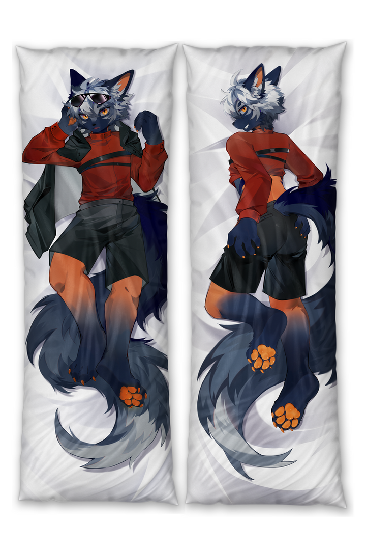 Furry Daki Draven - Art by AQianr - The rare orange and black Fox boy Dakimakura Furry Body Pillow Cover