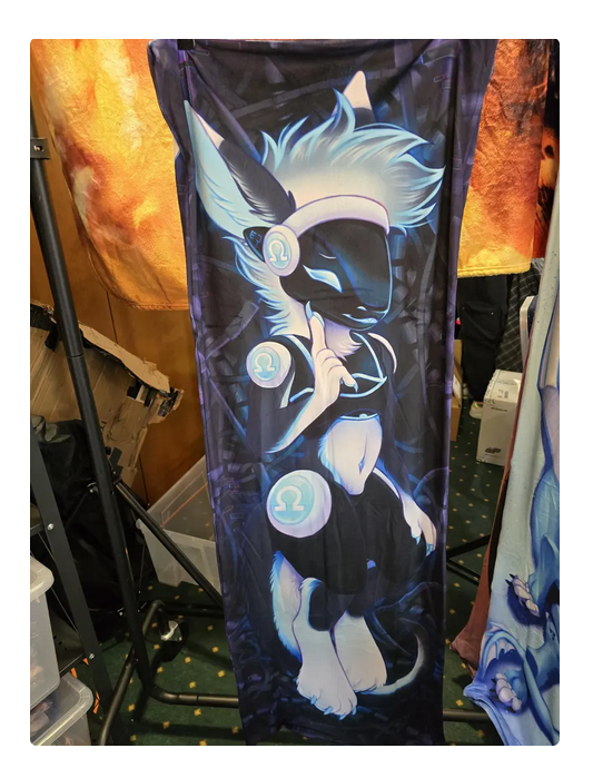 Daki Protis - Art by Tokokami - The black and blue Protogen, daki, body pillow, black, blue cyber furry