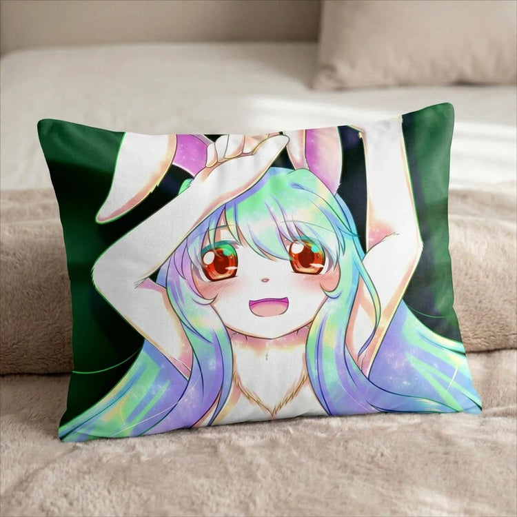 Anime Bunny Head Pillow Cover back US standard pillow mockup