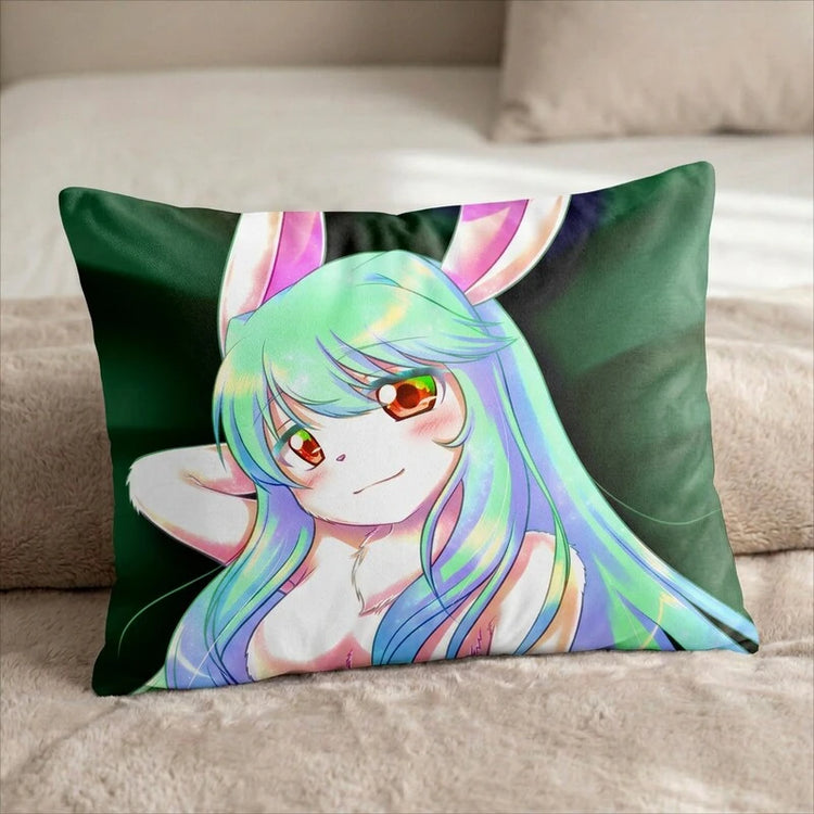 Anime Bunny Head Pillow Cover front US standard pillow mockup