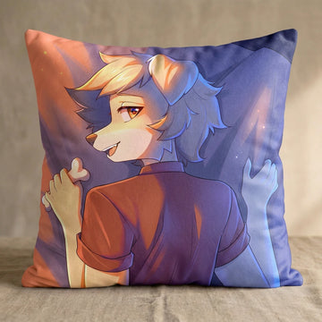 Anton the Dog Male Head Pillow Cover back square pillow mockup