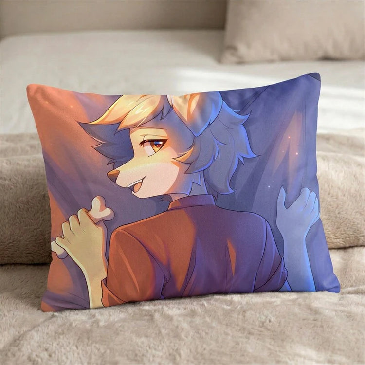 Anton the Dog Male Head Pillow Cover back US standard pillow mockup