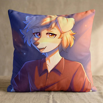 Anton the Dog Male Head Pillow Cover front square pillow mockup