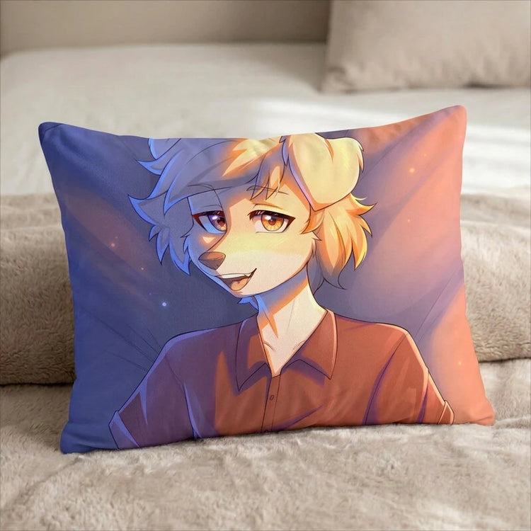 Anton the Dog Male Head Pillow Cover front US standard pillow mockup