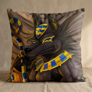 Anubis the Dog Male Head Pillow Cover back square pillow mockup