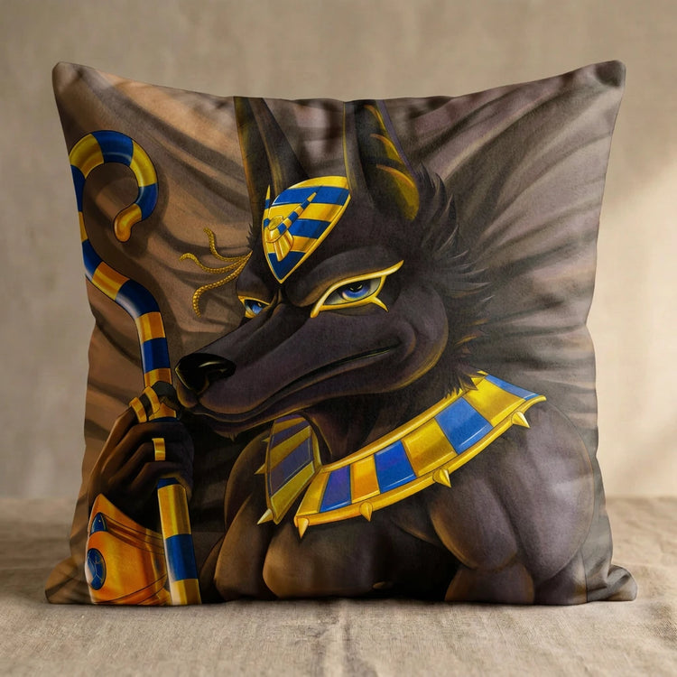 Anubis the Dog Male Head Pillow Cover back square pillow mockup