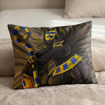 Anubis the Dog Male Head Pillow Cover back US standard pillow mockup