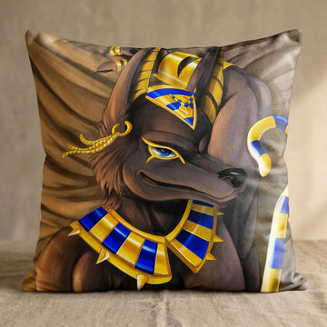 Anubis the Dog Male Head Pillow Cover front square pillow mockup