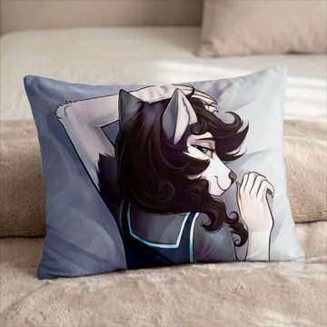 Ares the Husky Female Head Pillow Cover back US standard pillow mockup