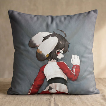 Ashen the Bunny Male Head Pillow Cover back square pillow mockup