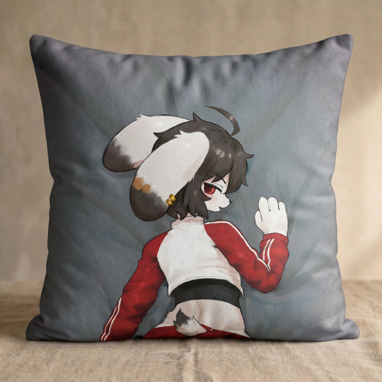 Ashen the Bunny Male Head Pillow Cover back square pillow mockup
