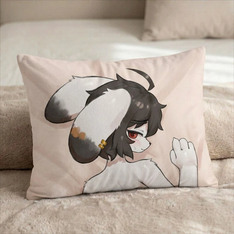 Ashen the Bunny Male Head Pillow Cover back US standard pillow mockup