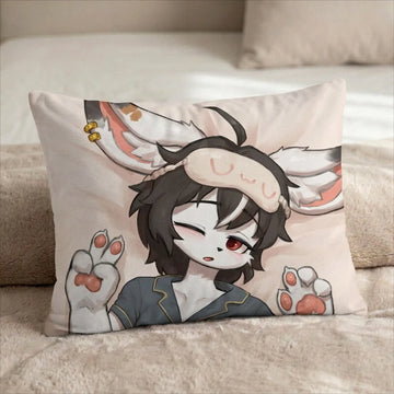 Ashen the Bunny Male Head Pillow Cover front US standard pillow mockup