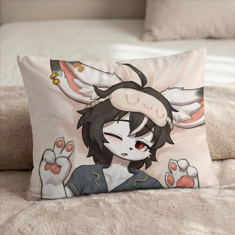 Ashen the Bunny Male Head Pillow Cover front US standard pillow mockup