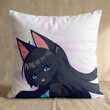 Ashing the Cat Female Head Pillow Cover back square pillow mockup